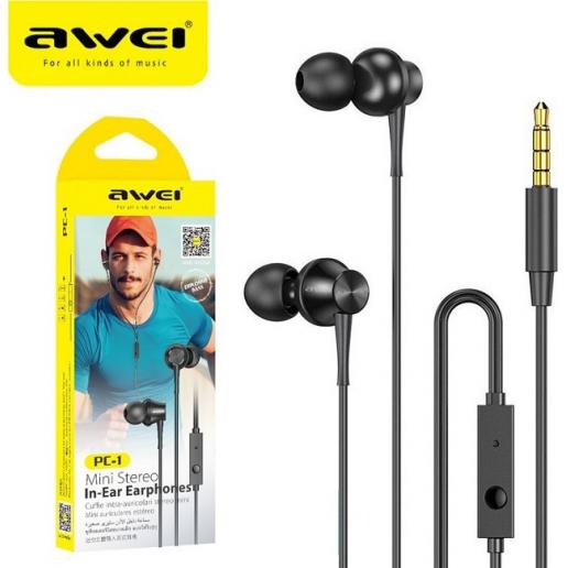 Awei Pc-1 In-ear Handsfree με Βύσμα 3.5mm Μαύρο - Image 3