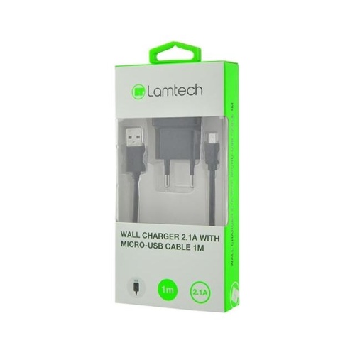 Lamtech Φορτιστής με Θύρα Usb-a και Καλώδιο Micro Usb Μαύρος